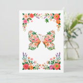 Romantische olieverfschildering bloem vlinder kaart (Staand voorkant)