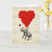 Romantische olifant en hartballonnen kaart (Gele Bloem)