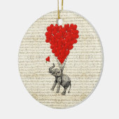 Romantische olifant en hartballonnen keramisch ornament (Links)