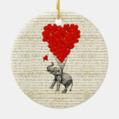 Romantische olifant en hartballonnen keramisch ornament (Achterkant)