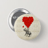 Romantische olifant en hartballonnen ronde button 5,7 cm (Voorkant /achterkant)