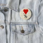 Romantische olifant en hartballonnen ronde button 5,7 cm (In situ)