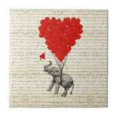 Romantische olifant en hartballonnen tegeltje (Voorkant)