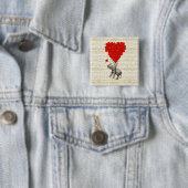 Romantische olifant en hartballonnen vierkante button 5,1 cm (In situ)