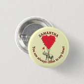 Romantische olifant en rood hart gepersonaliseerd ronde button 3,2 cm (Voorkant /achterkant)