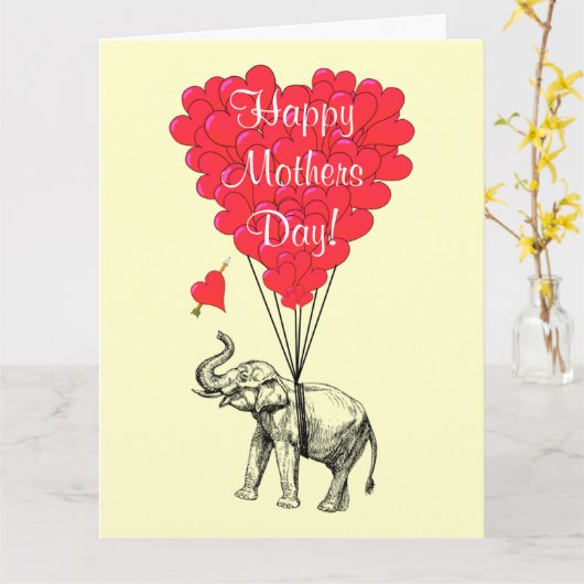 Romantische olifant moederdag kaart (Gele Bloem)