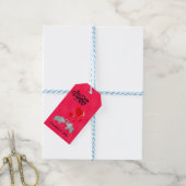 Romantische olifanten en rode harten op pooldots cadeaulabel (Met Touw)