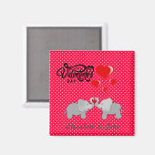 Romantische olifanten en rode harten op pooldots magneet (Voorkant / Achterkant)