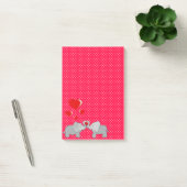 Romantische olifanten en rode harten op pooldots post-it® notes (Kantoor)