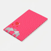 Romantische olifanten en rode harten op pooldots post-it® notes (Schuin)