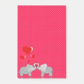 Romantische olifanten en rode harten op pooldots post-it® notes (Voorkant)