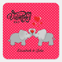 Romantische olifanten en rode harten op pooldots