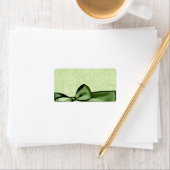 Romantische Olijf Groene Faux Satijn Bow Bruiloft Etiket (Insitu)