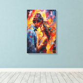 Romantische Omhelzing Abstract Expressionisme Canvas Afdruk (Insitu (Houten vloer))