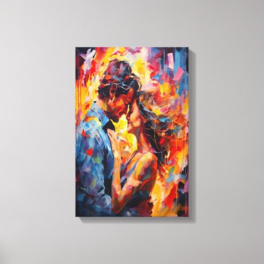 Romantische Omhelzing Abstract Expressionisme Canvas Afdruk (Voorkant)
