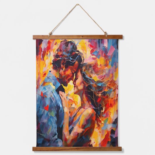 Romantische Omhelzing Abstract Expressionisme Hangend Wandkleed (Voorkant)