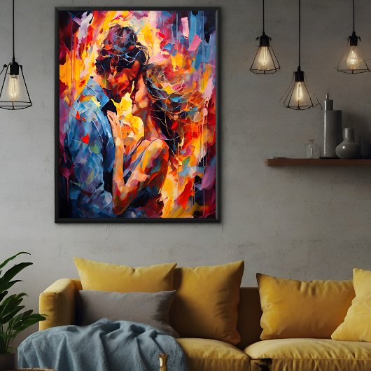 Romantische Omhelzing Abstract Expressionisme Post Perfect Poster