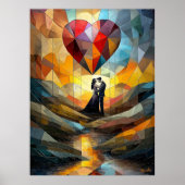 Romantische omhelzing onder een Glazen in lood har Poster (Voorkant)