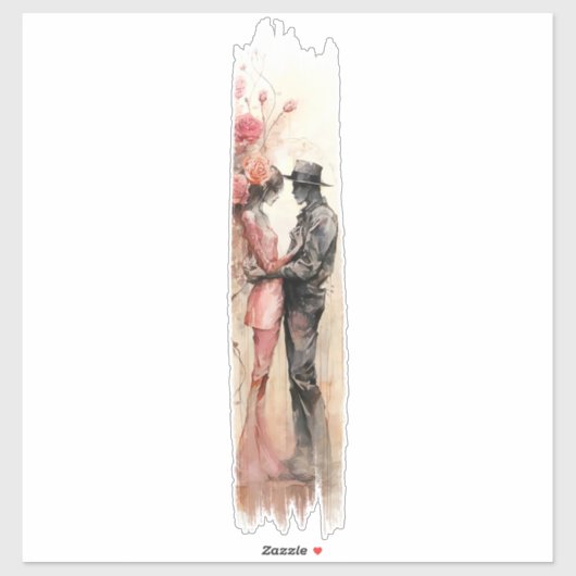 Romantische omhelzing penseelstreekverf sticker (Vel)