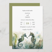 Romantische onderwater zeepaardpaar strand bruilof kaart (Voorkant / Achterkant)