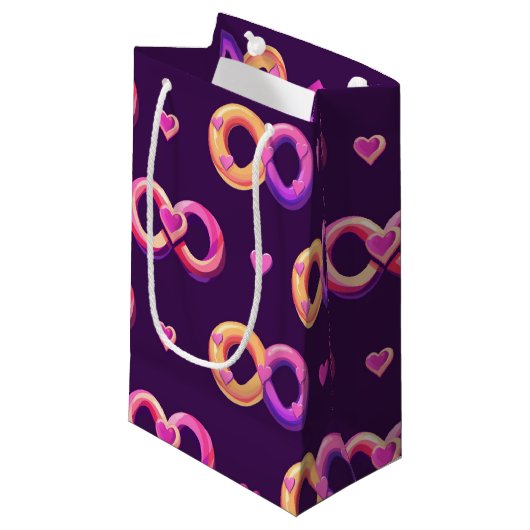 Romantische oneindigheid en hart klein cadeauzakje (Voorkant Gekanteld)