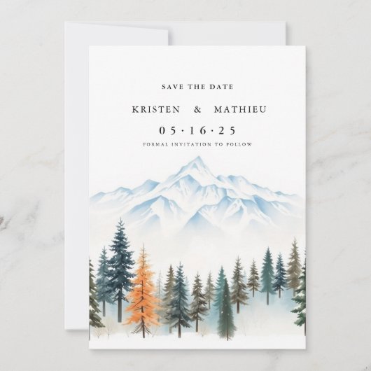 Romantische online berg save the date (Voorkant)