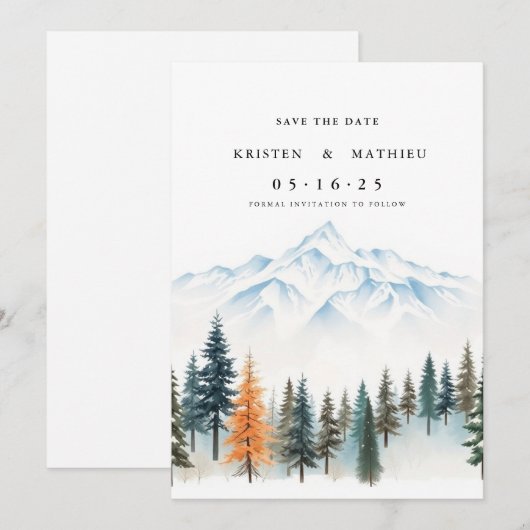 Romantische online berg save the date (Voorkant / Achterkant)
