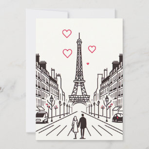 Romantische ontmoeting bij de Eiffeltoren - Liefde Feestdagenkaart