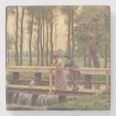 Romantische ontmoetingsplaats (door Edmund Blair L Stenen Onderzetter (Voorkant)