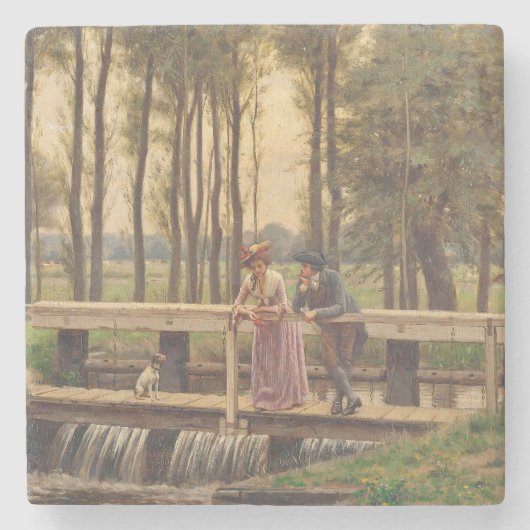 Romantische ontmoetingsplaats (door Edmund Blair L Stenen Onderzetter (Voorkant)