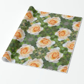 Romantische Oranje Rozen Roos Flowers Floral Cadeaupapier (Uitgerold)