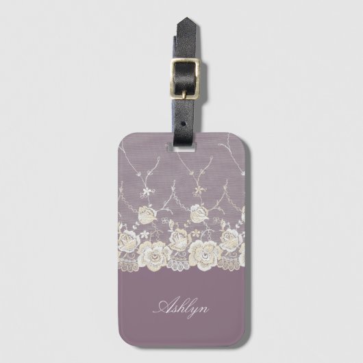 Romantische orchidee Paarse bloem Bagagelabel (Voorkant (verticaal))