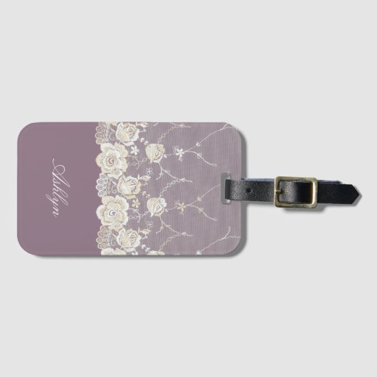 Romantische orchidee Paarse bloem Bagagelabel (Voorkant (horizontaal))