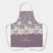 Romantische Orchidee Paarse Bloemen Liefde Schort (Voorkant)