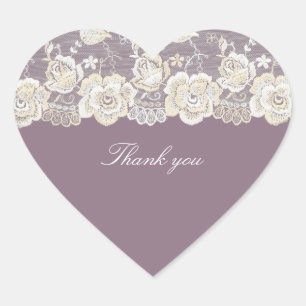 Romantische Orchidee Paarse Bloemige Bruiloft Hart Sticker