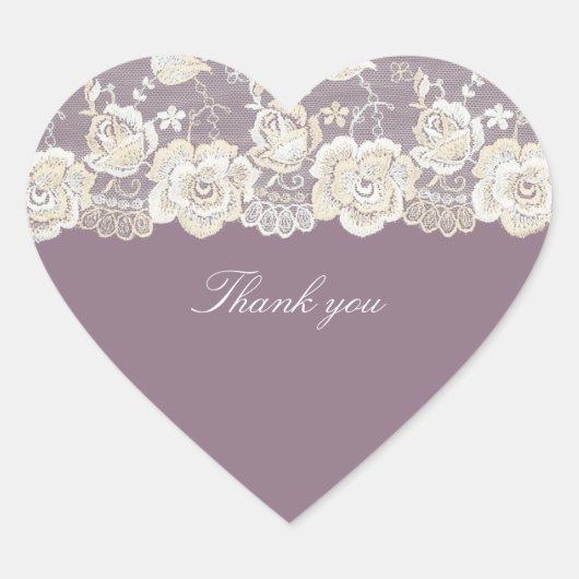 Romantische Orchidee Paarse Bloemige Bruiloft Hart Sticker (Voorkant)