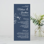 Romantische orchideeën elegant modern trouwprogram menu (Staand voorkant)