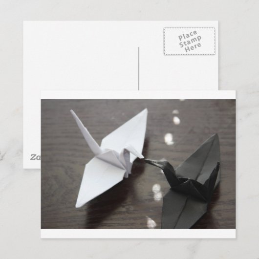 romantische origami cranes briefkaart (Voorkant / Achterkant)