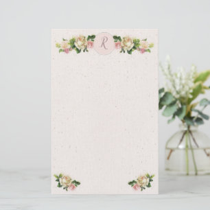 Romantische Oude Rozen Monogram Stationery Briefpapier