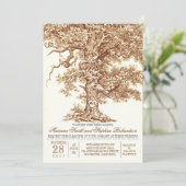 Romantische ouwe eikenboom, trouwe bruiloft kaart (Staand voorkant)