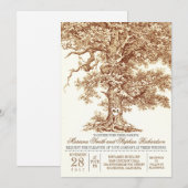 Romantische ouwe eikenboom, trouwe bruiloft kaart (Voorkant / Achterkant)