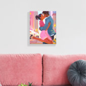Romantische paar Canvas Art - Levendige liefde in  Afdruk (Insitu (Woonkamer))