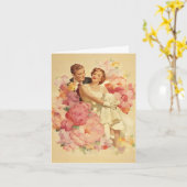 -Romantische paar en bloemen Kaart (Gele Bloem)