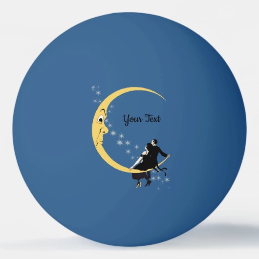 Romantische paar op de hoekige halve maan pingpongbal (Voorkant)