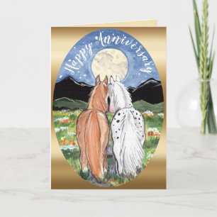 Romantische Paard Maan Jubileum Gefeliciteerd Kaart