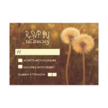 romantische paardenbloem bruiloft RSVP kaarten