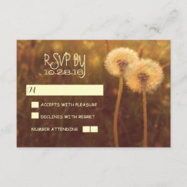 romantische paardenbloem bruiloft RSVP kaarten Kaartje