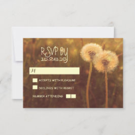 romantische paardenbloem bruiloft RSVP kaarten Kaartje