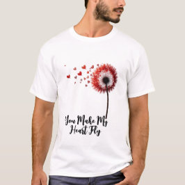 Romantische paardenbloem "Heart Fly" Design T-shirt