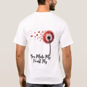 Romantische paardenbloem "Heart Fly" Design T-shirt (Achterkant)